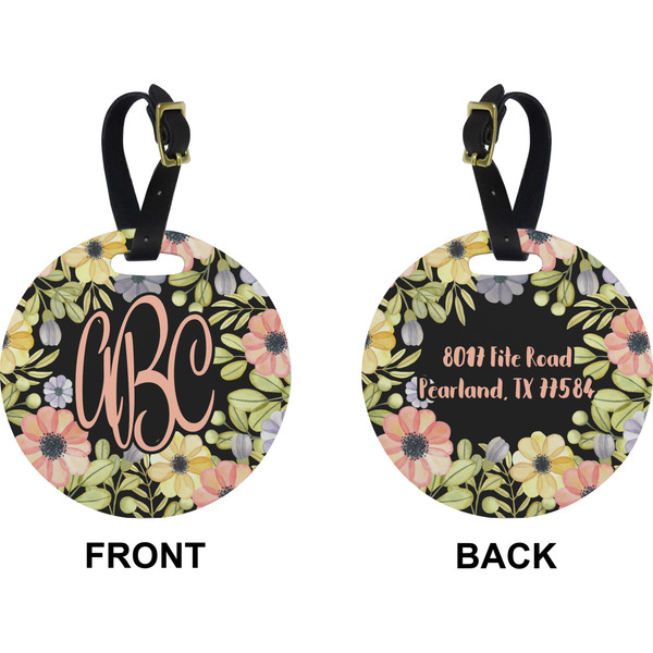 Boho Floral Circle Luggage Tag (Front + Back)