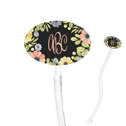 Boho Floral 7" Oval Plastic Stir Sticks - Clear (Personalized)