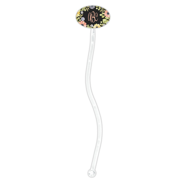 Boho Floral Clear Plastic 7" Stir Stick - Oval - Single Stick