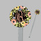 Boho Floral Clear Plastic 7" Stir Stick - Round - Closeup