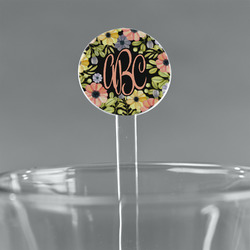 Boho Floral 7" Round Plastic Stir Sticks - Clear (Personalized)