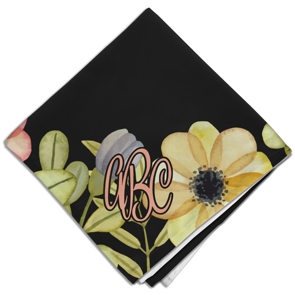 Custom Boho Floral Cloth Dinner Napkin - Single w/ Monogram