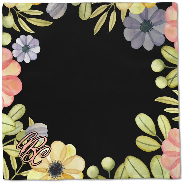 Boho Floral Cloth Napkins - Personalized Dinner (Full Open)