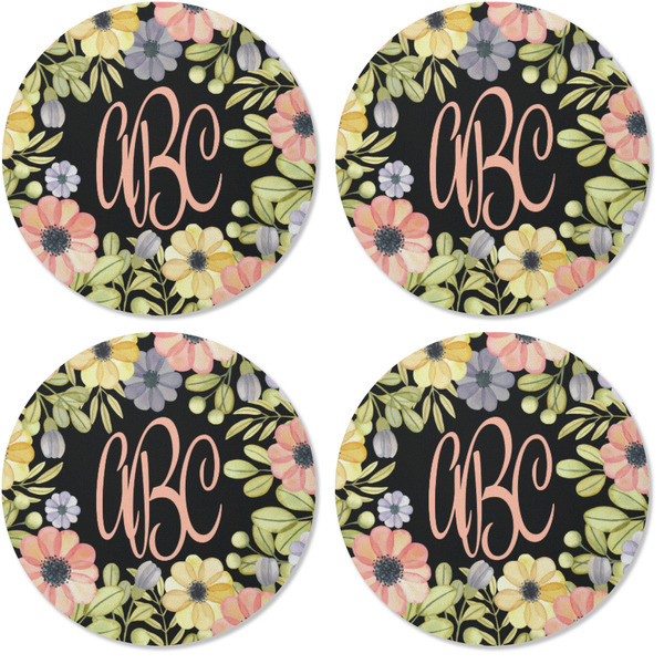 Boho Floral Coaster Round Rubber Back - Apvl
