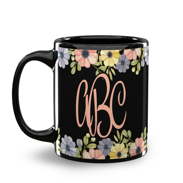 Boho Floral Coffee Mug - 11 oz - Black