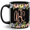 Boho Floral Coffee Mug - 11 oz - Full- Black