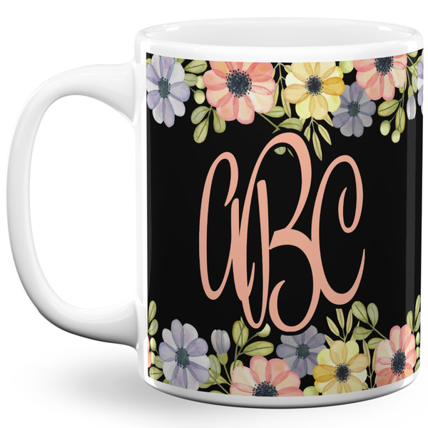 Custom Boho Floral 11 Oz Coffee Mug - White (Personalized)