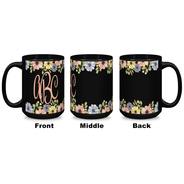 Boho Floral Coffee Mug - 15 oz - Black APPROVAL