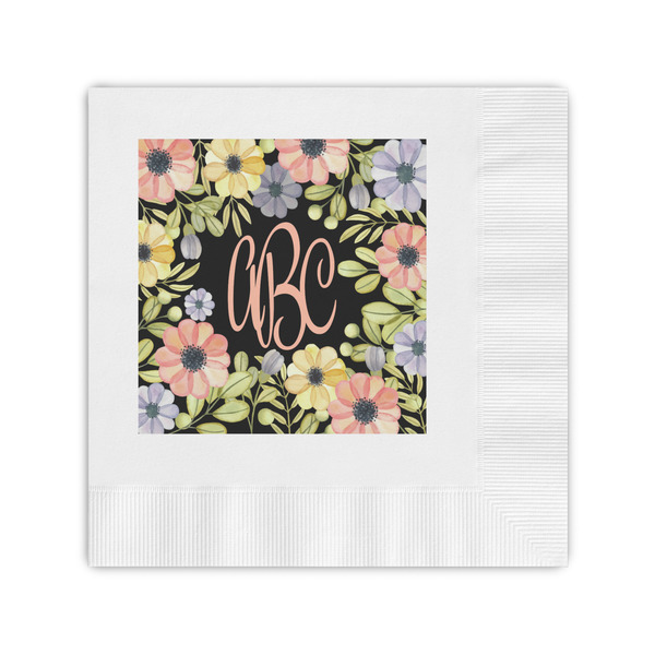 Custom Boho Floral Coined Cocktail Napkins (Personalized)