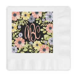 Boho Floral Embossed Decorative Napkins (Personalized)