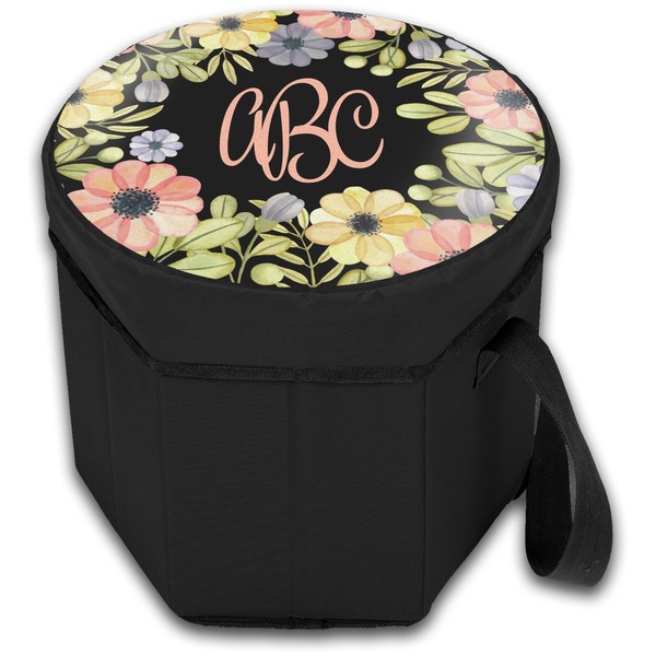 Boho Floral Collapsible Personalized Cooler & Seat (Closed)