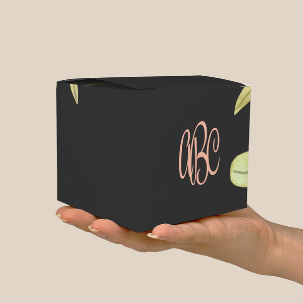 Boho Floral Cube Favor Gift Box - On Hand - Scale View