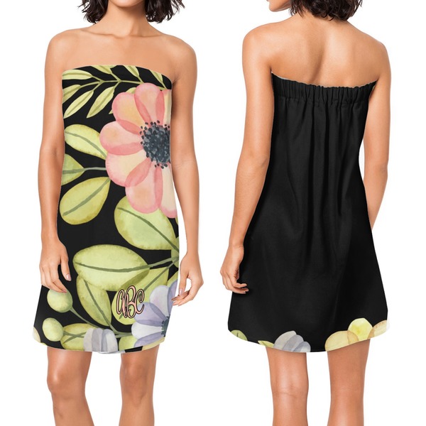 Boho Floral Custom Bath Wrap - Front & Back View