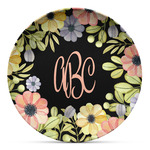 Boho Floral Microwave Safe Plastic Plate - Composite Polymer (Personalized)