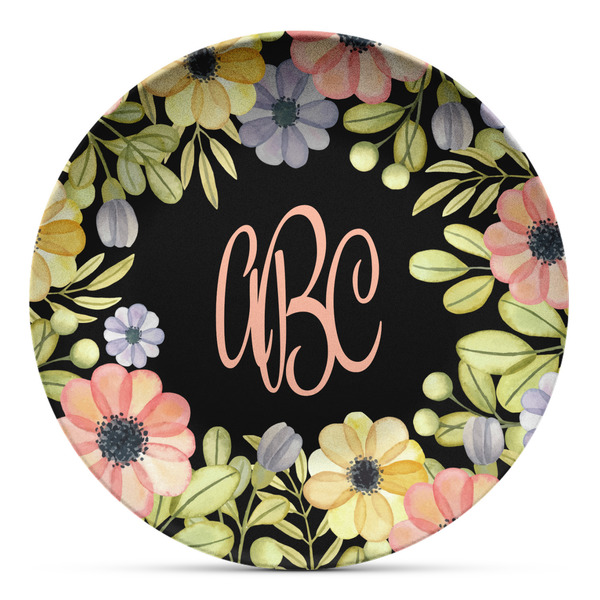 Custom Boho Floral Microwave Safe Plastic Plate - Composite Polymer (Personalized)