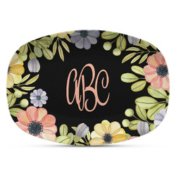 Boho Floral Plastic Platter - Microwave & Oven Safe Composite Polymer (Personalized)