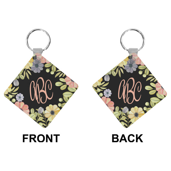 Boho Floral Diamond Keychain (Front + Back)