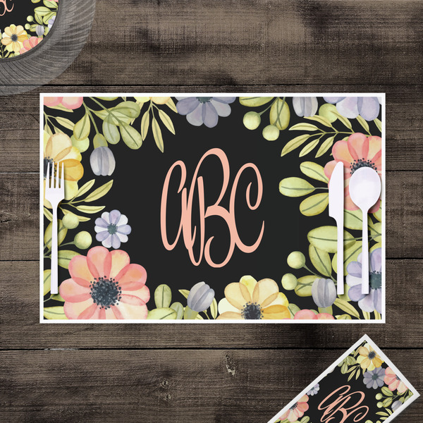 Boho Floral Disposable Paper Placemat - In Context