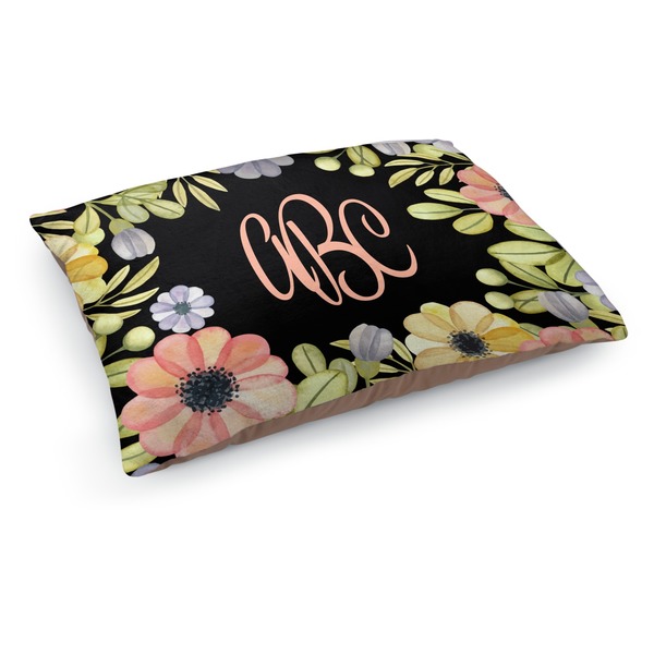 Custom Boho Floral Dog Bed - Medium w/ Monogram