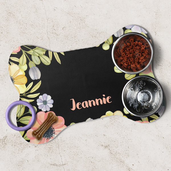 Boho Floral Dog Bone Shaped Mat Lifestyle