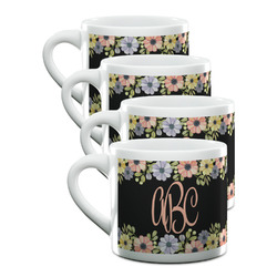 Boho Floral Double Shot Espresso Cups - Set of 4 (Personalized)
