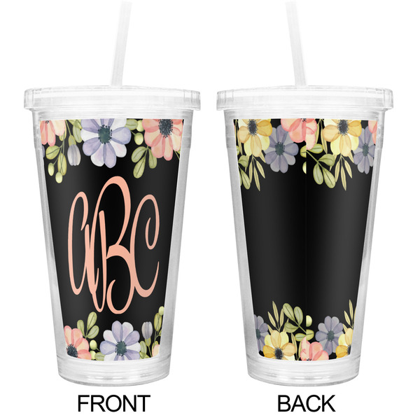 Boho Floral Double Wall Tumbler with Straw - Approval