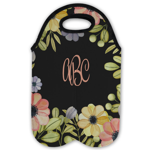 Boho Floral Double Wine Tote - Flat (new)