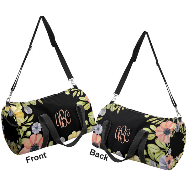 Boho Floral Duffle bag large front and back sides
