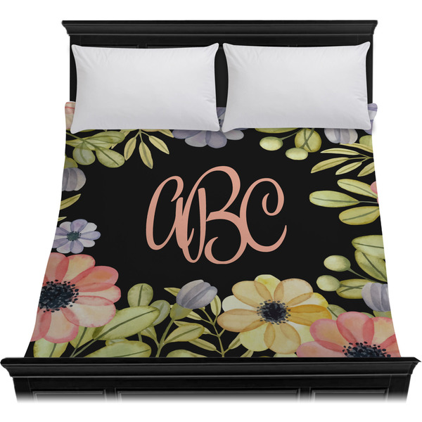 Boho Floral Duvet Cover - Queen - On Bed - No Prop