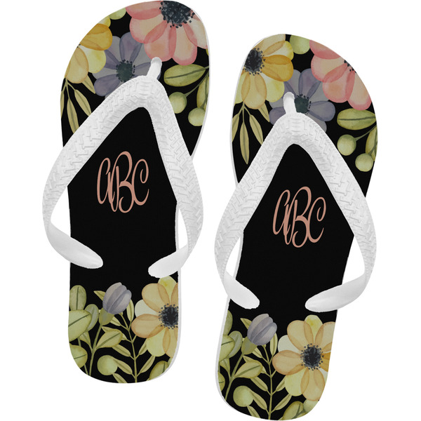 Custom Boho Floral Flip Flops - Small (Personalized)