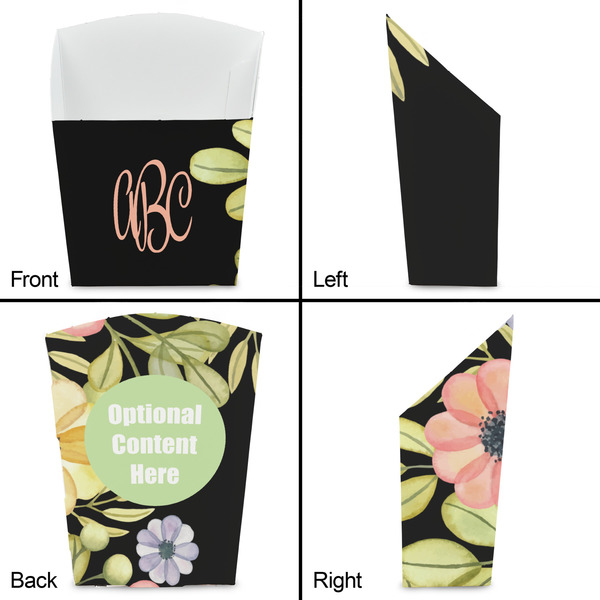 Boho Floral French Fry Favor Box - Front & Back View