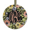 Boho Floral Flat Glass Ornament - Round w/ Monogram