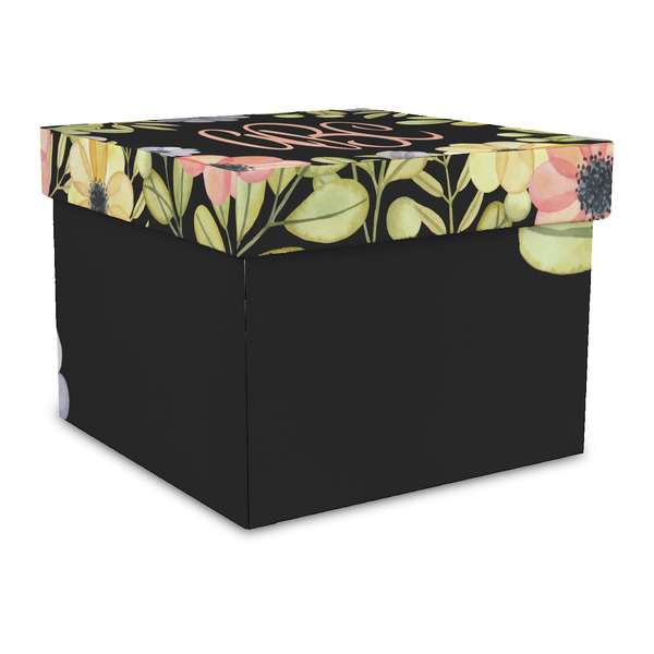 Custom Boho Floral Gift Box with Lid - Canvas Wrapped - Large (Personalized)