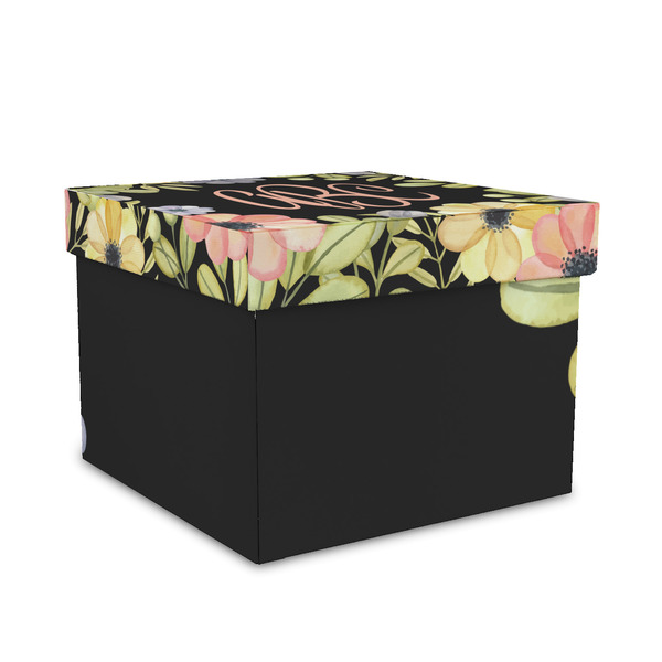 Custom Boho Floral Gift Box with Lid - Canvas Wrapped - Medium (Personalized)