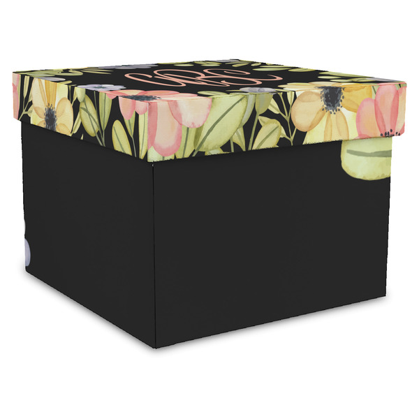 Custom Boho Floral Gift Box with Lid - Canvas Wrapped - X-Large (Personalized)