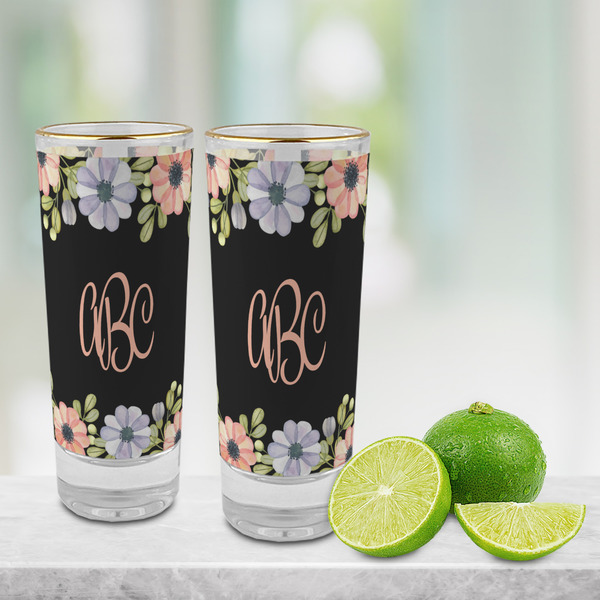 Boho Floral Glass Shot Glass - 2 oz - LIFESTYLE