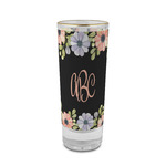 Boho Floral 2 oz Shot Glass -  Glass with Gold Rim - Set of 4 (Personalized)