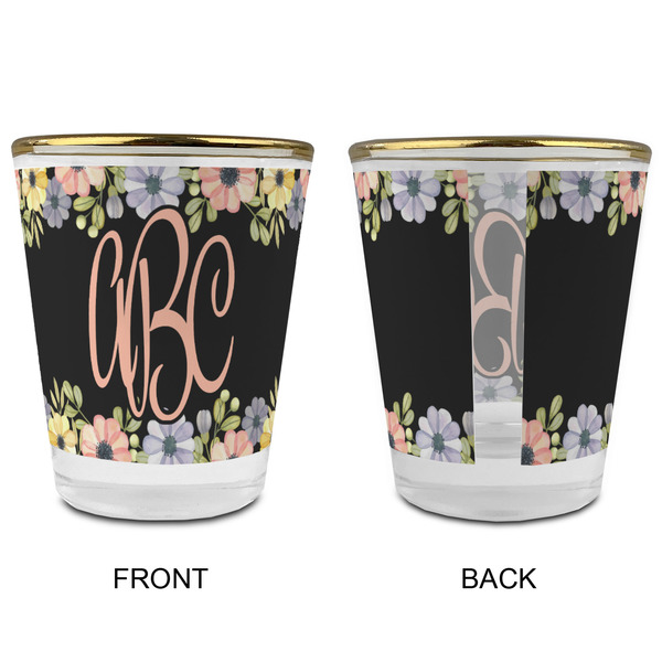 Boho Floral Glass Shot Glass - with gold rim - APPROVAL