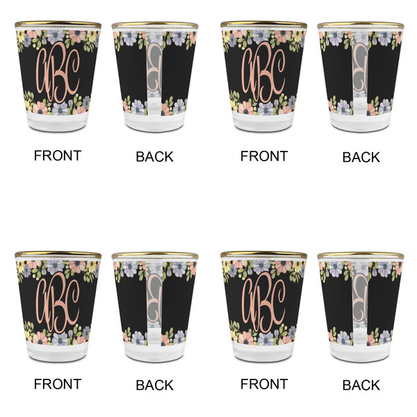 Boho Floral Glass Shot Glass - with gold rim - Set of 4 - APPROVAL