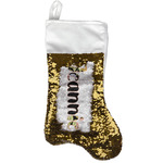 Boho Floral Reversible Sequin Stocking - Gold (Personalized)
