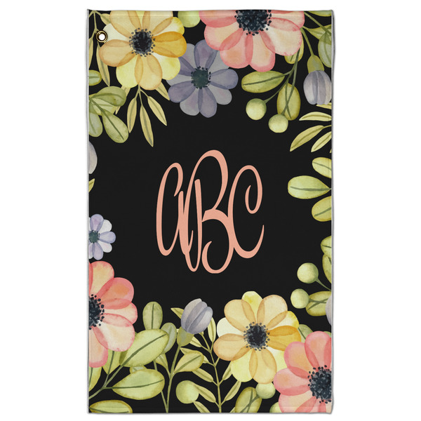 Custom Boho Floral Golf Towel - Poly-Cotton Blend - Large w/ Monograms