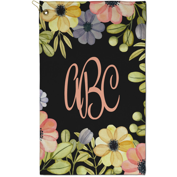 Custom Boho Floral Golf Towel - Poly-Cotton Blend - Small w/ Monograms