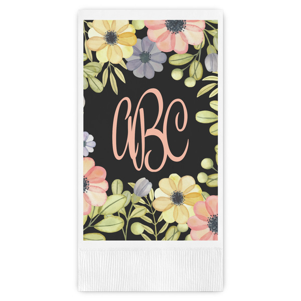 Custom Boho Floral Guest Napkins - Full Color - Embossed Edge (Personalized)