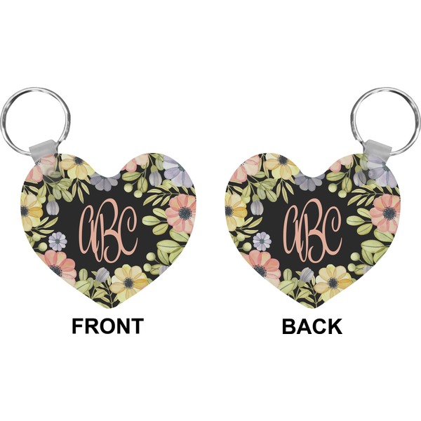 Boho Floral Heart Keychain (Front + Back)