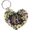 Boho Floral Heart Plastic Keychain w/ Monogram