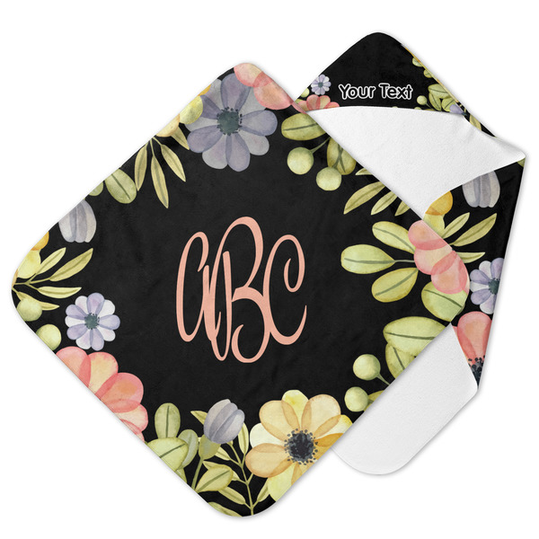 Custom Boho Floral Hooded Baby Towel (Personalized)