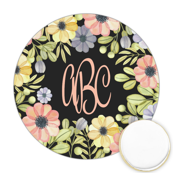 Custom Boho Floral Printed Cookie Topper - Round (Personalized)