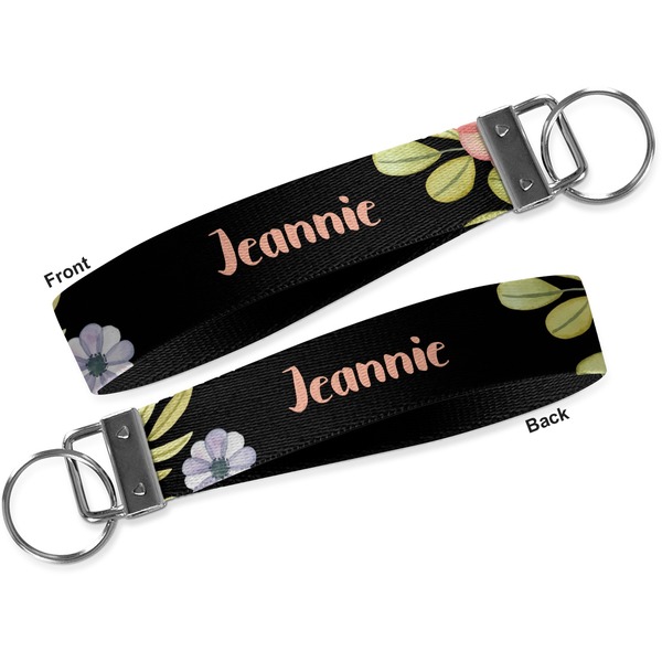 Boho Floral Key-chain - Metal and Nylon - Front and Back