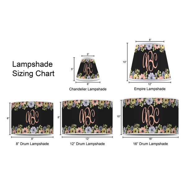 Boho Floral Lampshade Sizing Chart