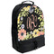 Boho Floral Large Backpack - Black - Angled View